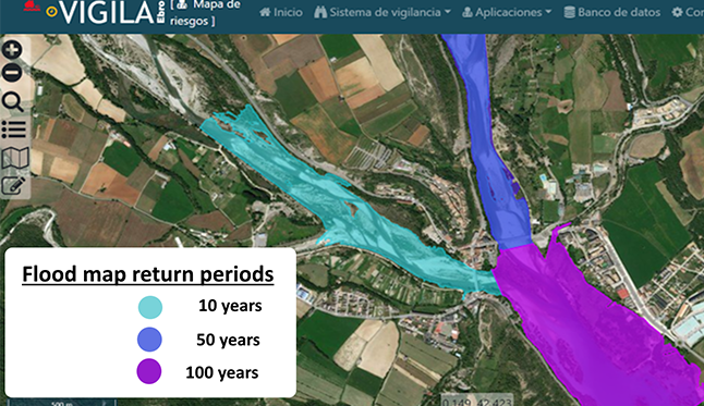 La CHE mejora la prevención y gestión de inundaciones en la cuenca del Ebro CHE map